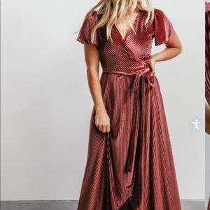 Baltic Born ANDI ROSE RIBBED VELVET WRAP DRESS